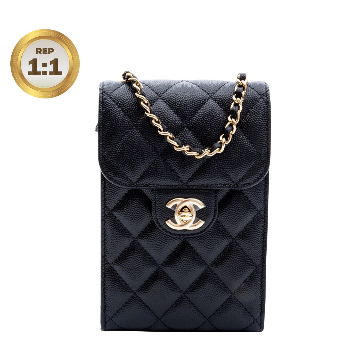 [REP 1:1] Chanel Quilted Phone Holder Bag Black For Women 17cm/6.6in